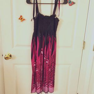 WinWin Sundress, Black & Peacock Print, Size L